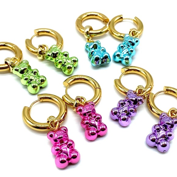 Chrome Gummy Bear Earring Pink - Picture 5 of 5